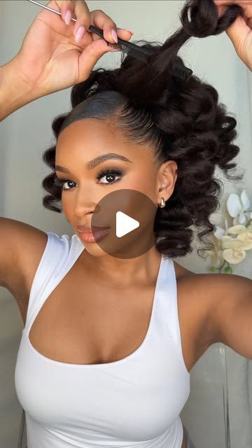 Heat Free® Hair on Instagram: "1 Ponytail,  5 Statement Styles ✨⁣
⁣
Get inspired to hit refresh this season with five flawlessly feminine ponytail styles using our For Kurls 18” Ultra Full Ponytail. ⁣
⁣

🎥 Watch, learn, and love your next look. ⁣
⁣
⁣
Where are you wearing these look? Comment below! ⁣
⁣
⁣
⁣
⁣
⁣
⁣
⁣
⁣
⁣
⁣
⁣
⁣
⁣
⁣
⁣
⁣
⁣
#3chair #naturalhairextensions #drawstringponytail⁣
#ponytails #ponytailstyles #ponytailstyle #ponytailextensions #ponytailhairstyles #ponytail #sleekponytail  #clipinextension #clipinhairextension#clipinhairextensions #clipins #clipinhair #clipinsfornaturalhair #clipinsforblackwoman #clipinsforafricanamericanhair #clipinshair #naturalhairstyle #clipinsforblackgirls #curlyextensions #clipins #clipinsforblackwomen⁣" Ocean Wave Ponytail Weave, Natural Black Ponytail Hairstyles, Feminine Ponytail, Two Ponytails Black Women, Pin Curl Ponytail Updo Black Hair, Pin Up Ponytail Black Hair, Sleek Ponytail Hairstyles For Black Hair, Up Hairstyles For Medium Length Hair, Diy Ponytail Extension Black Hair