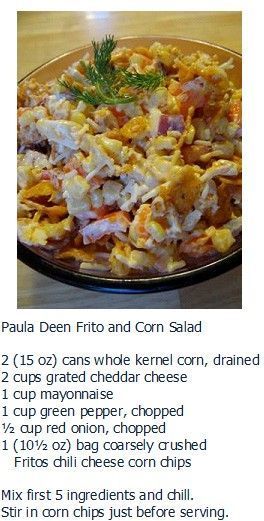 Frito Corn Salad, Paula Deen Recipes, Veggie Salad, Easy Salad, Recipes Salads, Corn Recipes, Corn Salad, Easy Salad Recipes, Salad Bar