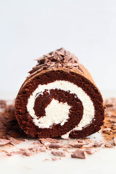 Chocolate Roll Cake with Marshmallow Fluff Filling - The Sweet and Simple Kitchen Chocolate Marshmallow Roll, Marshmallow Roll, Marshmallow Fluff Filling, Chocolate Cake Roll, Marshmallow Fluff Frosting, Chocolate Roll Cake, Roll Cakes, Marshmallow Frosting, Chocolate Marshmallow