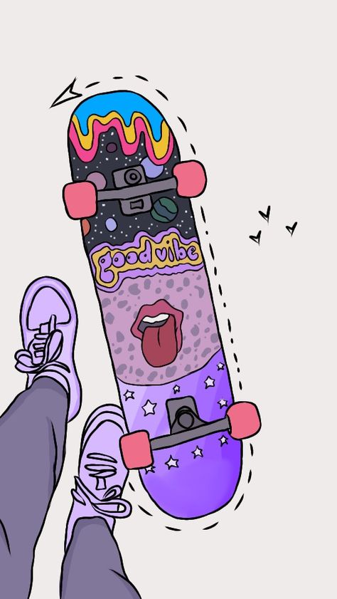 Skateboard Drawing Ideas, Skateboard Drawing Aesthetic, Skate Drawing Skateboards, How To Draw A Skateboard, Skateboard Drawing Easy, Skater Doodles, Skateboard Aesthetic Design, Skateboard Drawings, Draw Skateboard