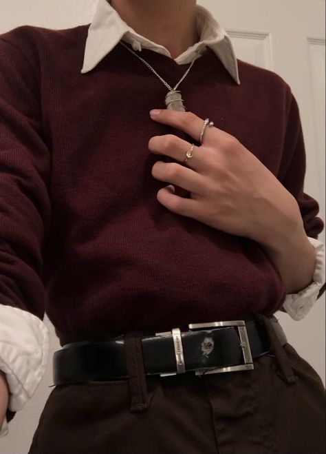 Button Down Shirt Outfit Professional, Dark Academia Outfit Inspo Men, Outfit Ideas Dark Academia Casual, Burgundy Vest Outfit Men, Vintage Victorian Aesthetic Outfits, Masc Outfits Dark Academia, Dark Acidamia Shoes, Dark Acedamia Outfits Masculine, Male Acedamia Fashion