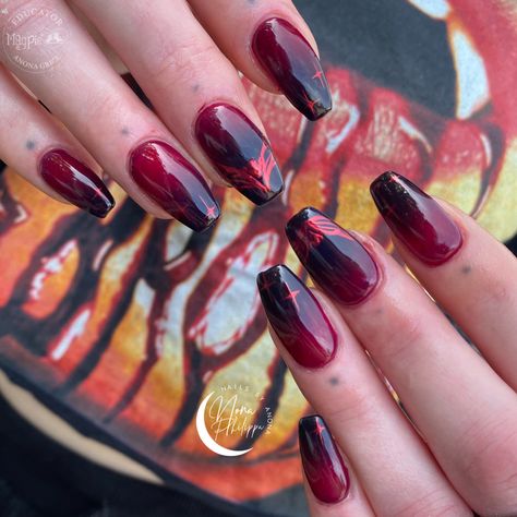 The Flash Nails Designs, Wanda Inspired Nails, Wanda Maximoff Inspired Nails, Wanda Maximoff Nails Designs, Scarlet Witch Inspired Nails, Wanda Vision Nails, Marvel Gel Nails, Scarlett Witch Nails, Scarlet Witch Nails Designs