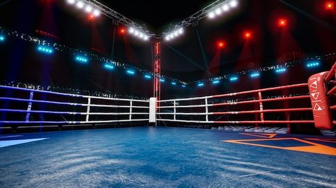 Photo empty boxing arena 3d render illus... | Premium Photo #Freepik #photo #boxing-ring #boxing-arena #combat #fight Boxing Ring Background, Wwe Arena, Boxing Theme Party Ideas, Boxing Arena, Boxing Stadium, Baby Shower Cake Table, Boxing Rings, Arena Stage, Boxing Ring