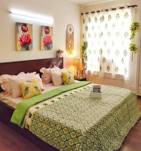 Room Decor Bedroom Indian, Indian Bedroom Decor Modern, Small Bedroom Ideas Indian, Bedroom Ideas Indian, Room Decor Bedroom Aesthetic, Aesthetics Room Decor, Bedroom Indian, Lights Room, Room Decoration Aesthetic