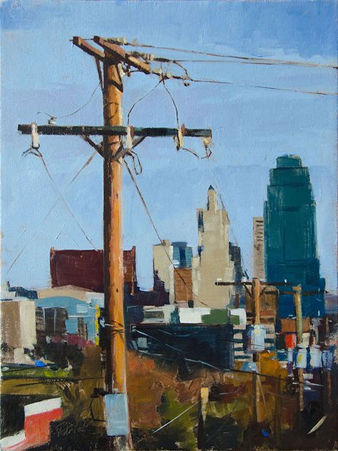 Painted City Scape, City Buildings Painting, Landscape City Painting, Buildings Painting, City Scene Painting, City Scape Painting, Kansas City Art, Urban Painting, City Scapes