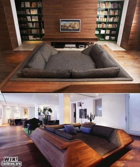 I'm thinking that couches like this would rock in the movie room. Pool Sofa, Koti Diy, Home Cinema, Home Cinemas, Design Living Room, Design Case, 인테리어 디자인, My Dream Home, Future House