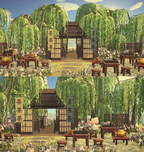 Anhka Animal Crossing, Acnh Zen Garden, Japanese Countryside, Japanese Animals, Japanese Village, Animal Crossing Wild World, Island Theme, Island Decor, New Animal Crossing