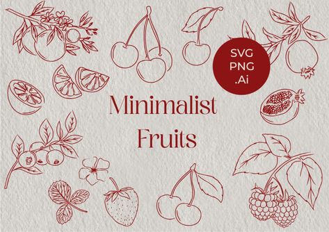 Fruit And Veggie Illustration, Fine Line Fruit Tattoo, Food Line Drawing, Fruit Sketches, Fruit Outline, Fruit Line Art, Fine Line Illustration, Fruit Svg, Fruit Sketch