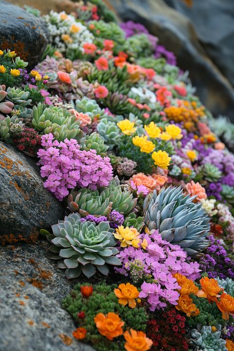 Create a Lush Oasis with Succulent Ground Cover 8b Plants, Succulent Rock Garden Landscaping, Desert Landscape Ideas, Outdoor Succulent Garden, Sedum Varieties, Succulent Ground Cover, Drought Tolerant Grass, Portugal House, Succulent Garden Ideas