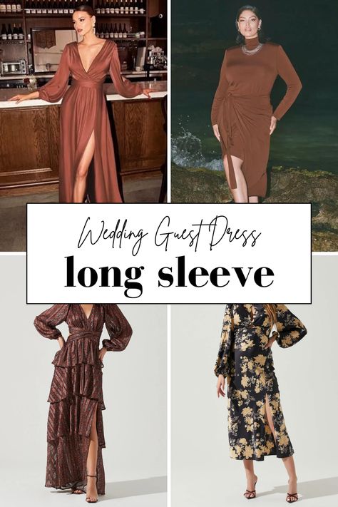 Getting ready for a fall wedding and want to find an unforgettable long sleeve wedding guest dress? Look no further! Here we share our 16 essential sleeved dresses that are perfect for fall weddings. Modern silhouettes, gorgeous details, and stunning fabrics that scream fall chic - you need these dresses in your closet! Long Sleeve Wedding Guest Dress, Sleeve Wedding Guest Dress, Fall Wedding Guest Outfit, Long Sleeve Wedding Guest Dresses, Chic Fall Wedding, Wedding Guest Dresses With Sleeves, Wedding Guest Dress Ideas, Fall Wedding Guest Dresses, Wedding Guest Dresses Long