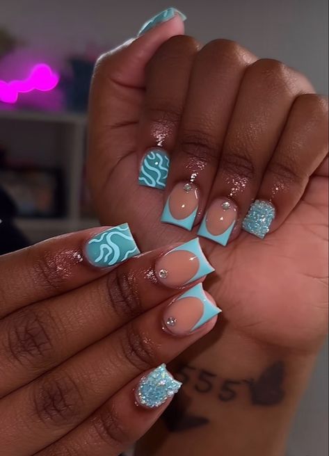 Baby Blue Nails, Acrylic Nail Set, Hard Nails, Blue Acrylic Nails, Simple Gel Nails, Colored Acrylic Nails, Girly Acrylic Nails, Cute Acrylic Nail Designs, French Tip Acrylic Nails