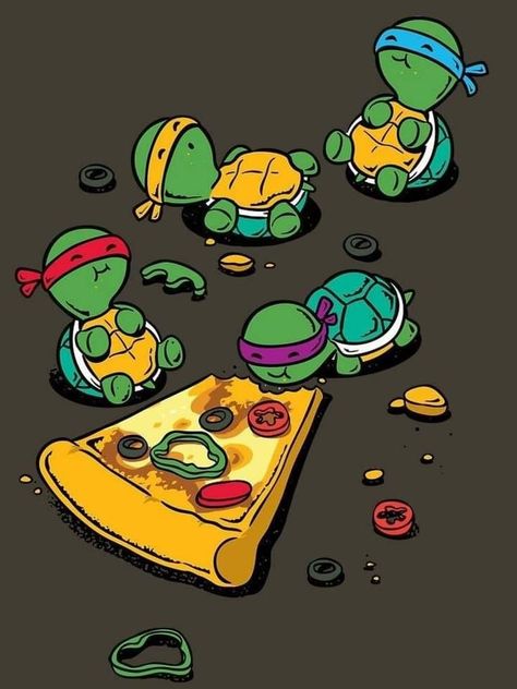 Ninja Turtle Tattoos, Ninja Turtle Drawing, Ninja Turtle Pizza, Turtle Wallpaper, Pizza Art, Turtle Drawing, Graphisches Design, Teenage Mutant Ninja Turtles Art, Ninja Turtles Artwork