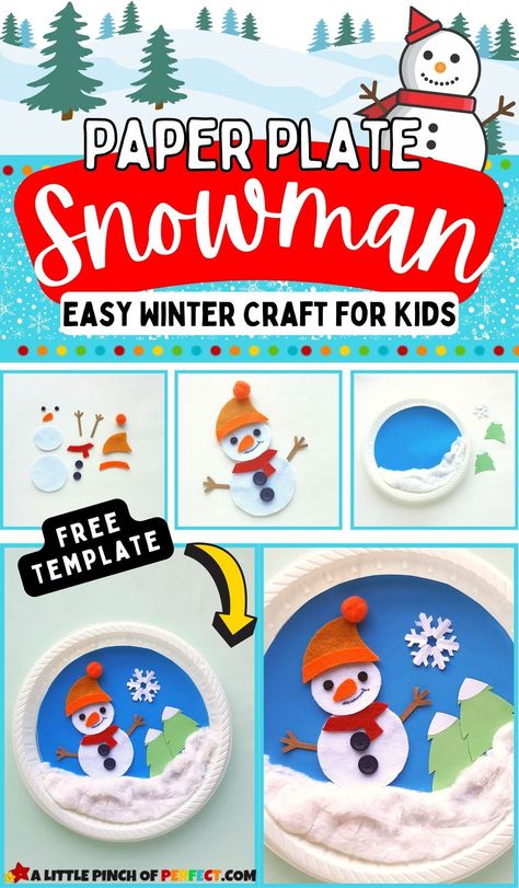 Paper Plate Snowman, Kids Winter Activities, Christmas Busy Book, Nature Crafts Kids, Crafts Toddlers, Printable Craft Templates, Easy Winter Crafts, Craft For Preschool, Marker Crafts