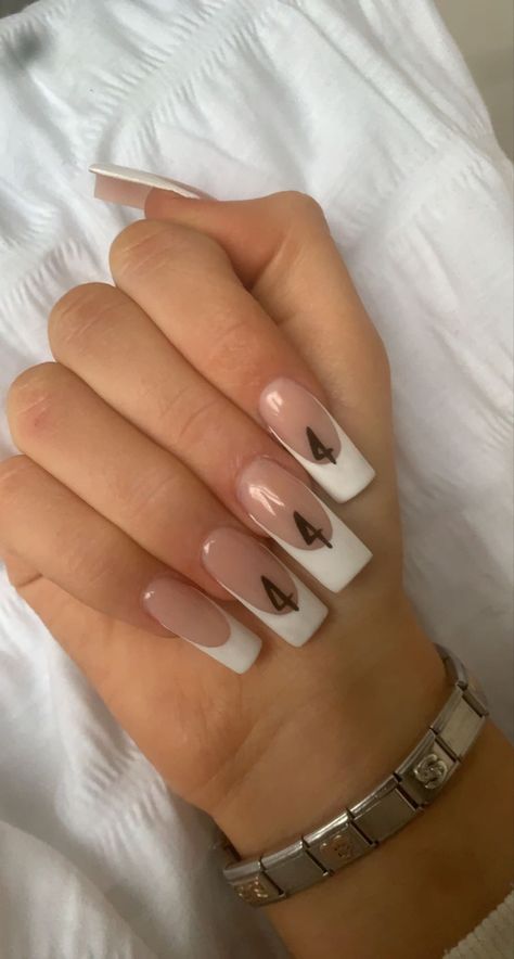 444 Angel Number Nails Acrylic, Angel Number Nails 444, Number Nails Acrylic, 444 Nails, Angel Number Nails, Number Nails, Angel Numbers 444, Mail Inspo, Angel Nails