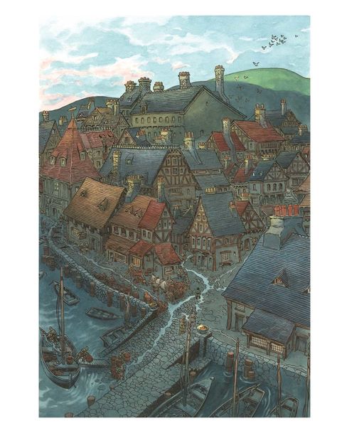 Wizard Of Earthsea, Charles Vess, A Wizard Of Earthsea, Best Art Books, Ursula K Le Guin, Rpg Map, Fantasy City, Fantasy Castle, Fantasy Places