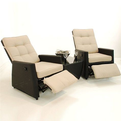 Outdoor Patio Recliners - Ideas on Foter Outdoor Reclining Lounge Chair, Patio Recliner Chair, Cabin Sunroom, Reclining Outdoor Chair, Outdoor Recliner Chair, Backyard Cabana, Porch Landscaping, Porch Styles, Porch Chairs