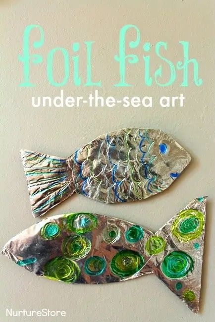 Foil Fish, Under The Sea Art, Sea Animal Crafts, Summer Crafts For Toddlers, Fish Under The Sea, Under The Sea Crafts, Ocean Theme Preschool, Fish Craft, Sea Activities