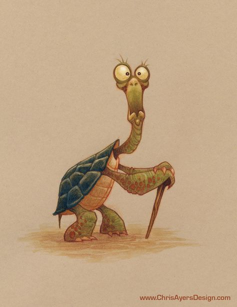 ArtStation - The Daily Zoo - Elderly Tortoise, Chris Ayers Animal Caricature, Art Mignon, Art And Illustration, Blog Website, Character Design References, Funny Art, A Drawing, Whimsical Art, Animal Illustration