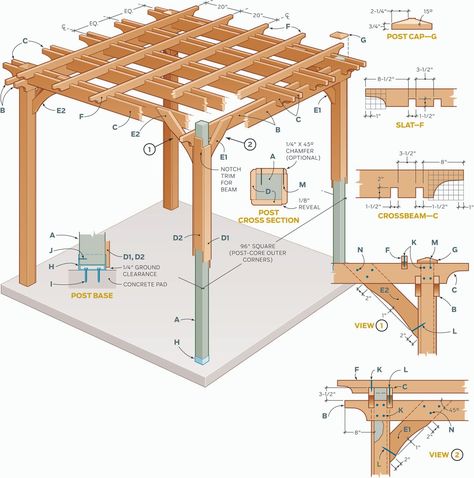 Pergola Plans:  How to Build Your Own Pergola Pergola Modern, Building A Pergola, Pergola Lighting, Metal Pergola, Pergola Design, Wooden Pergola, Backyard Pergola, Covered Pergola, Diy Building