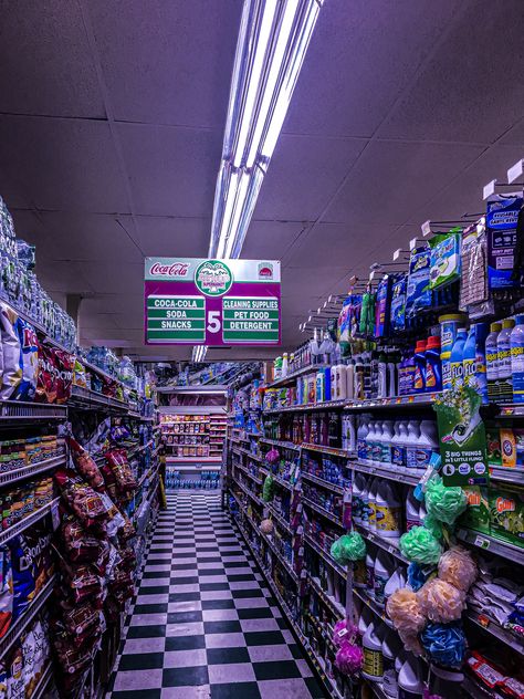 Liminal Supermarket, In Store, 80s Supermarket, Aesthetic Supermarket, Vice City Aesthetic, Kleptomaniac Aesthetic, Bodega Aesthetic, Supermarket Aesthetic, 80s Vibes