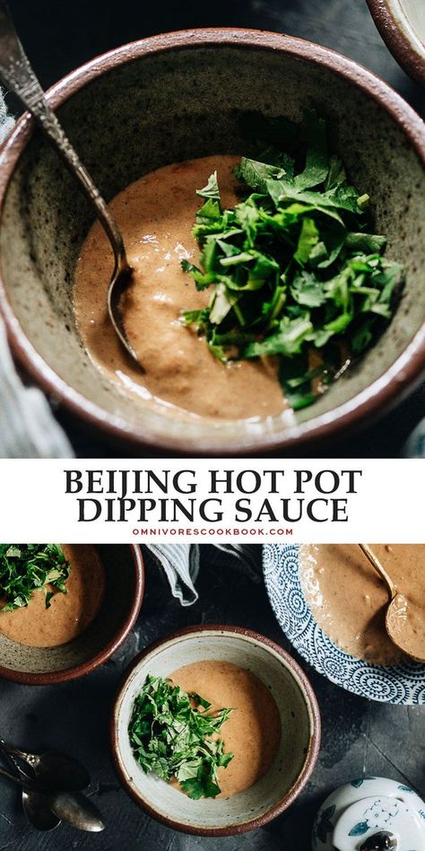 Sharing a nutty, savory, Beijing-style dipping sauce for hot pot that I’ve eaten my whole life. It uses a few fermented ingredients to create a super umami taste that pairs well with many types of hot… More Hot Pot Dipping Sauce Recipe, Hot Pot Dipping Sauce, Soups Vegan, Asian Potluck, Polish Dishes, Best Sauce Recipe, Asian Sauces, Hot Pot Recipe, Soup Ideas