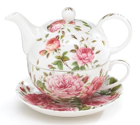 Amazon.com: Porcelain Rose Teapot and Teacup For One: Tea Services: Kitchen & Dining Pink Teapot, Rose Teapot, Tea Store, Tea For One, Pretty Plates, Porcelain Roses, Teapots And Cups, Porcelain Teapot, Rose Tea