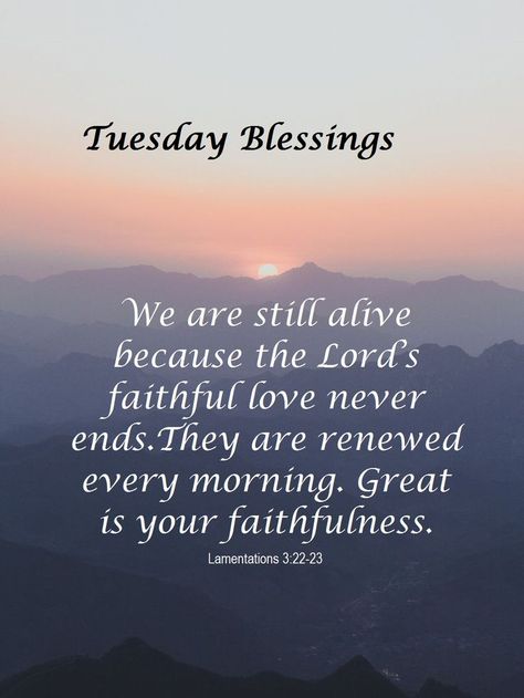 Morning Scripture, Tuesday Blessings, Great Is Your Faithfulness, Bible Things, Scripture Quote, Happy Tuesday Quotes, Tuesday Quotes, Daily Blessings, Christian Verses