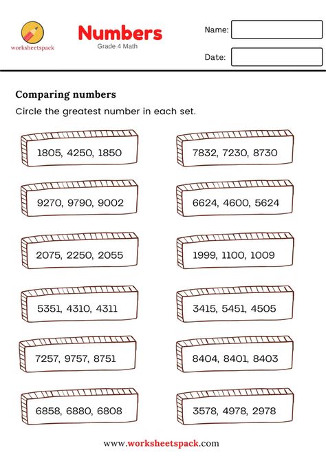 Grade 4 Math - worksheetspack Texas Homeschool, Grade 4 Worksheets, Grade 4 English, Class 3 Maths, Comparing Numbers Worksheet, 3rd Grade Worksheets, Worksheets 3rd Grade, Compare Numbers, Learning Websites For Kids