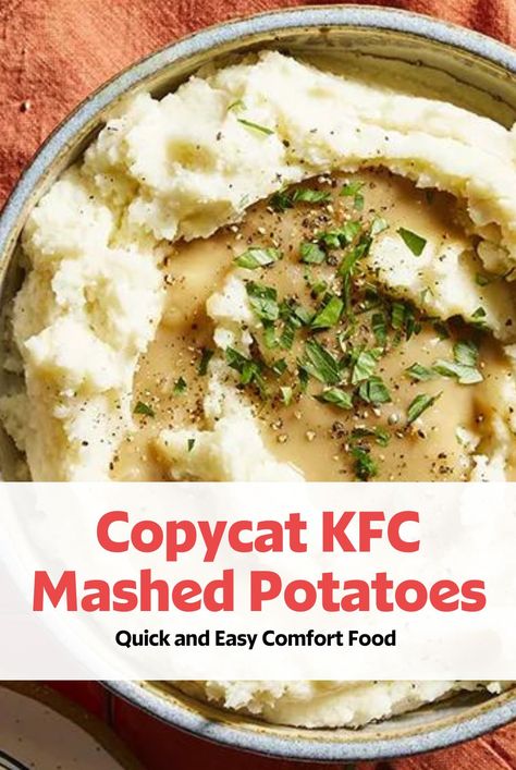 If you have a craving for KFC's mashed potatoes, try this copycat recipe. Perfection within an hour, this copycat recipe is perfect for an easy weeknight dinner side dish! #dinnerideas#dinnerrecipes#dinnerdishes#familydinnerideas#supper#supperideas Kfc Mashed Potatoes Recipe, Kfc Mashed Potatoes, Copycat Kfc, Baked Mashed Potatoes, Copy Cats, Potato Pasta, Thanksgiving 2024, Southern Recipes Soul Food, Dinner Side