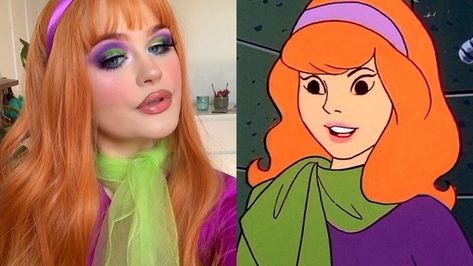 Halloween Tutorial Makeup, Scooby Doo Diy Costume, Jessie Halloween, Scooby Doo Daphne, Daphne Scooby Doo, Chihiro Cosplay, Daphne From Scooby Doo, Cartoon Halloween Costumes, Daphne Scooby Doo Costume