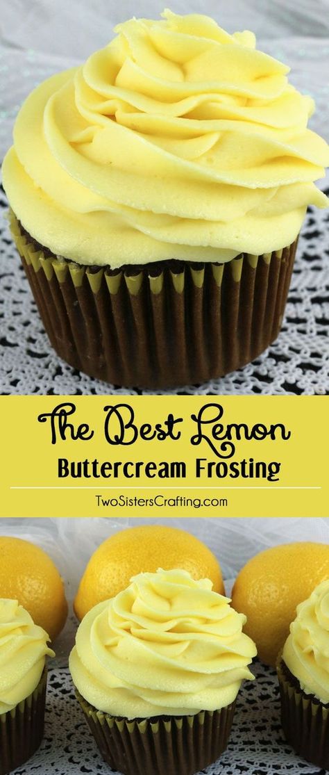 Lemon Chocolate Cake, Ganache Desserts, Frosting Cupcakes, Icing Cupcakes, Lemon Buttercream Frosting, Butter Cream Frosting, Icing Recipes, Lemon Frosting, Lemon Buttercream