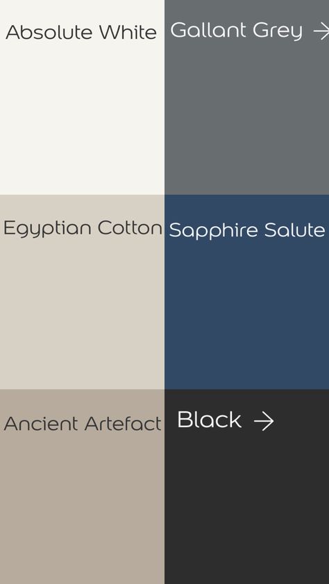 Black White Beige Blue Bedroom, Dulux Paint Palette, Blue Black And Beige Bedroom, Colours That Go With Egyptian Cotton, Green White Blue Beige Colour Palette, Egyptian Cotton Paint Bedroom, Black And Egyptian Cotton Living Room, Egyptian Cotton Hallway Ideas, Living Room Paint Color Ideas Dulux Colour Schemes