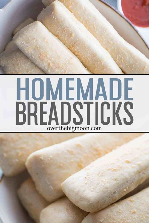 Easy Homemade Breadsticks -- this recipe is so easy and delicious! Perfect to serve with soups or pizza! Even if you've never made bread, you'll be able to make these! From overthebigmoon.com #homemadebreadsticks #breadsticks #easybreadsticks #bakingwithyeast Easy Homemade Breadsticks, Easy Breads, Bread Stick, Homemade Breadsticks, Butter Scotch, Healthy Bread Recipes, Bread Sticks, Big Moon, Making Homemade Pizza