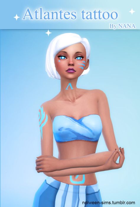 Nolween: Atlantes tattoo- By Nana • Sims 4 Downloads Sims 3 Houses Ideas, Kida Atlantis, Sims Funny, Sims 4 Tattoos, Sims 4 Cc Makeup, Sims 4 Cc Skin, Play Sims, Sims 4 Gameplay, Sims Games