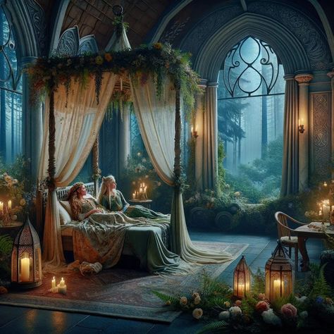 Off to bed in the woodland palace after a long day. #valkyrieandnymph #fantasy #fantasyart #fantasybooks #fantasyai #aifantasyart #aiart #aiartwork #aiartcommunity #ai #digitaldrawing #digitalartist #digitalpainting #digitalillustration #digitalcreator Fantasy Court, Writing Inspiration Characters, Cuddles In Bed, Fantasy Love, Fantasy Pictures, A Court Of Mist And Fury, Grand Duke, Fantasy Setting, Fantasy Map