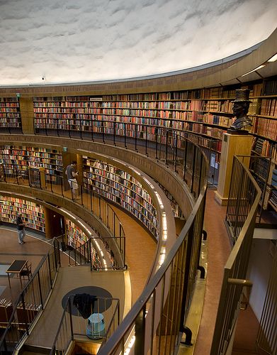 City Library, Stockholm by Erik Gunnar Asplund 1918-28 Stockholm Library, Gunnar Asplund, Handmade Bookshelves, Related Quotes, Stockholm City, Dream Library, Study Session, Beautiful Library, Library Architecture