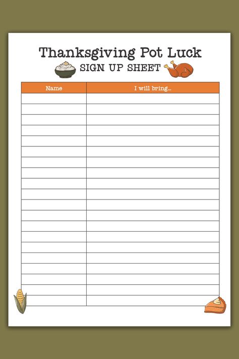 Friendsgiving Potluck Sign Up Sheet, Friendsgiving Sign Up Sheet, Free Potluck Sign Up Sheet, Thanksgiving Sign Up Sheet, Pot Luck Sign Up Sheet Free Printable, Thanksgiving Pot Luck Ideas, Thanksgiving List Printable, Potluck Sign Up Sheet Printable Free, Potluck List Template