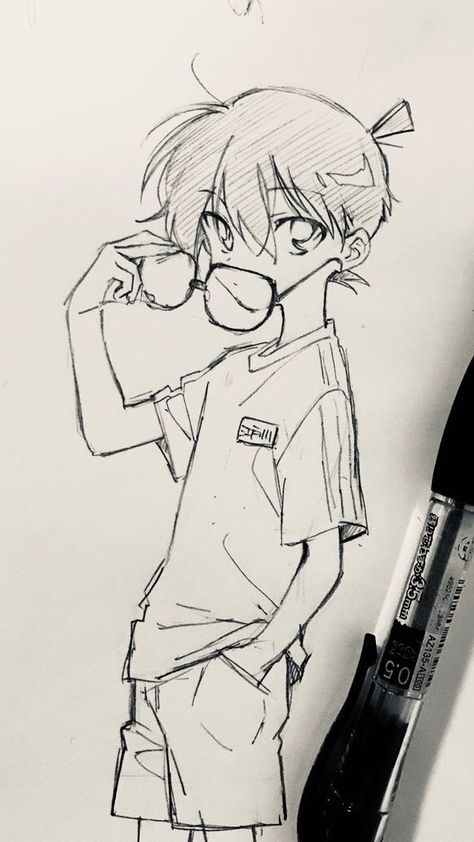 Conan Drawing, Kid Detectives, Naruto Sketch Drawing, Conan Movie, Detective Conan Wallpapers, Anime Boy Sketch, Anime Drawing Books, Kudo Shinichi, Animation Art Sketches