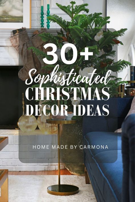 Create a luxe holiday home with these 30 sophisticated Christmas decorating ideas to deck your halls! | Home Made by Carmona #Christmas #decor #holiday #luxe #decorating #holidaydecoratingideas Winter Decorating Ideas, Elegant Christmas Decor, Winter Decorating, Christmas Decorating Ideas, Christmas Fireplace Decor, Winter Decorations Diy, Christmas Tours, Adult Coloring Designs, Winter Home