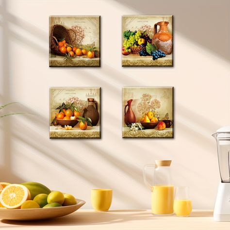 Art Pictures Ideas, Farmhouse Paintings, Paint Bar, Paintings Canvas, Fruit Picture, Dining Room Wall Art, Vintage Dining Room, Rustic Kitchen Decor, Modern Canvas Art