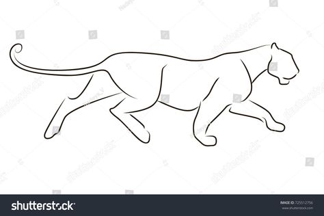 Leopard Line Drawing, Lioness Outline, Panther Doodle, Leopard Line Art, Puma Tattoo, Pumas Animal, Cougar Art, Cheetah Tattoo, Leopard Drawing