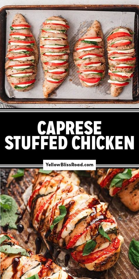 Caprese Chicken Wrap, Grilled Stuffed Chicken, Caprese Stuffed Chicken, Baked Caprese Chicken, Stuffed Chicken Recipe, Mozzarella Tomato, Caprese Recipes, Healthy Eating Meal Plan, Bbq Chicken Breast