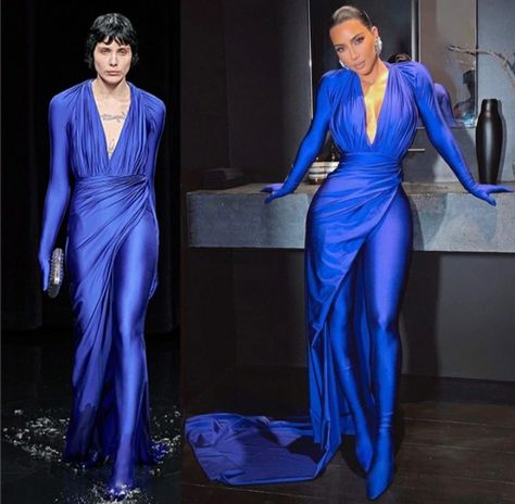 Kim Kardashian Blue Dress, Kim Balenciaga, Jumpsuit Couture, Latex Jumpsuit, Kim Kardashian Outfits, Kardashian Outfit, Kardashian Photos, Makeup Spray, Body Suits