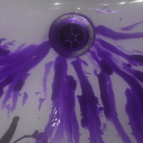 Drain, Running, Paint, Purple, Water, Hair