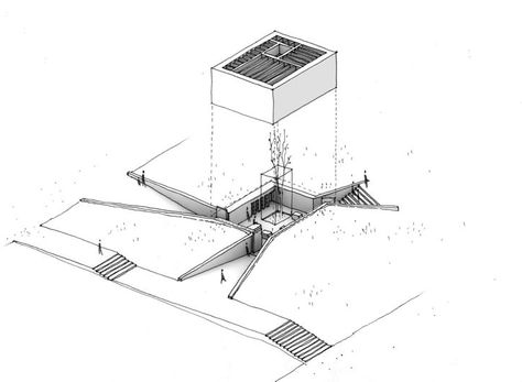 Sketch Archeology Museum Architecture, Axonometric View, Axonometric Drawing, Architecture Sketchbook, Architecture Concept Diagram, Arch Model, Concept Diagram, Architecture Graphics, Architecture Concept Drawings