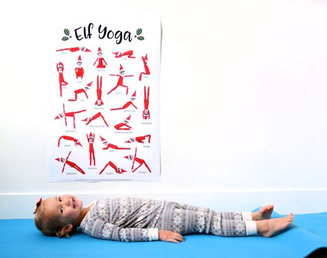 Elf on the Shelf Yoga Poster Printable - Amy Robison Blog Elf Yoga Free Printable, Elf On The Shelf Yoga, Elf Yoga, Printable Elf On The Shelf, Yoga Printable, Yoga Prints, Yoga Poster, Engineer Prints, Free Yoga