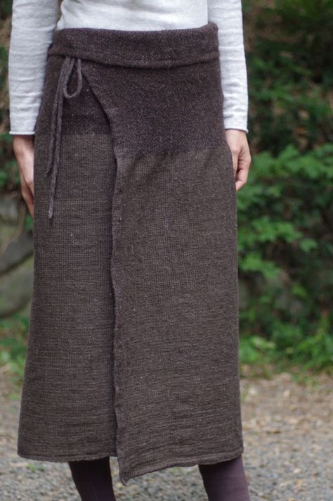 Knitted Wrap, Vintage Dresses Casual, Knit Wrap, 가을 패션, Unique Designers, Knit Skirt, Wrap Skirt, Dresses Casual, Look Fashion