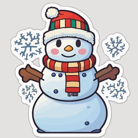 Christmas snowman cartoon sticker xmas s... | Premium Vector #Freepik #vector #christmas-snowman #christmas-flat #snowman #christmas-characters Xmas Characters, Snowman Vector, Snowman Sticker, Xmas Snowman, Snowman Cartoon, Online Invitation Card, Xmas Art, Snowman Clipart, Character Stickers