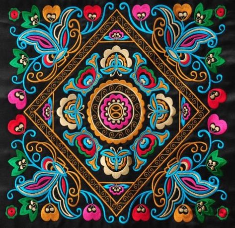 Miao Hmong embroidery designs, deriving from the Miao Hmong people of the mountainous regions of China #womensart Miao Embroidery, Truck Art Pakistan, Flower Trees, Hmong Embroidery, Hmong Clothes, Design Pattern Art, Folk Art Flowers, Flowers Butterfly, Memorial Tattoo