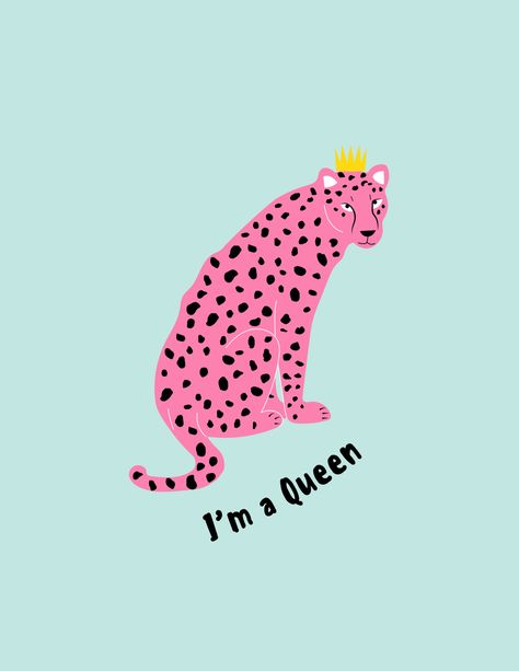 I'm a gueen - pink leopard Art Print by Graf-Art - X-Small Leopard Art Print, Leopard Art, Pink Leopard, Crown, Art Print, Queen, Wall Decor, Art Prints, Wall